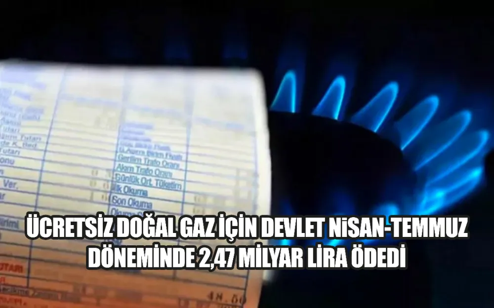 ÜCRETSİZ DOĞAL GAZ İÇİN DEVLET NİSAN-TEMMUZ DÖNEMİNDE 2,47 MİLYAR LİRA ÖDEDİ