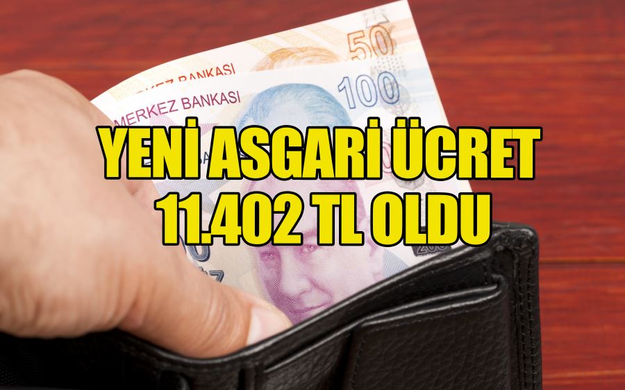 Yeni asgari ücret 11.402 TL oldu