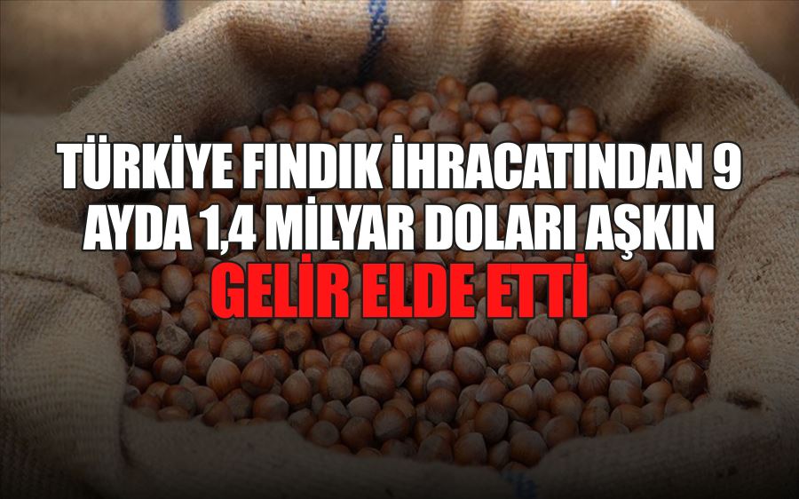 TÜRKİYE FINDIK İHRACATINDAN 9 AYDA 1,4 MİLYAR DOLARI AŞKIN GELİR ELDE ETTİ