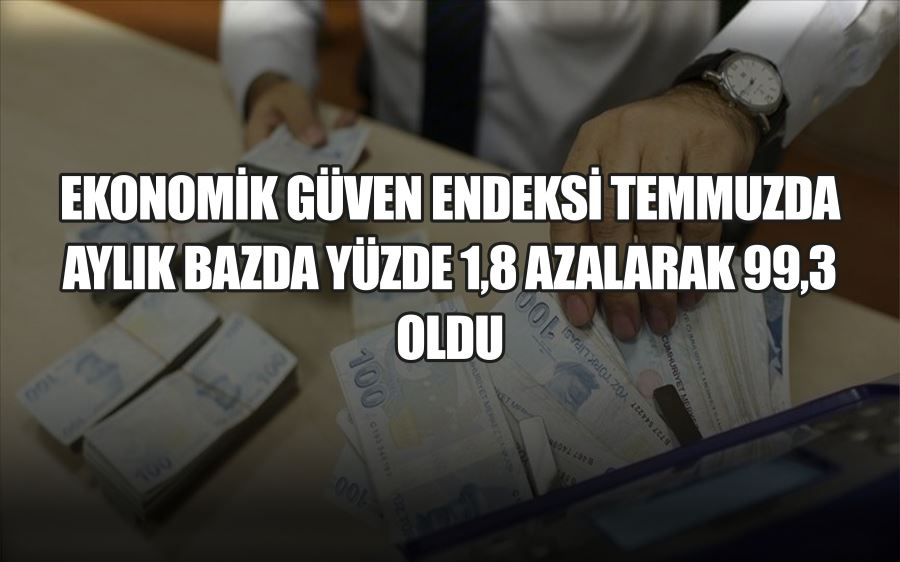 EKONOMİK GÜVEN ENDEKSİ TEMMUZDA AYLIK BAZDA YÜZDE 1,8 AZALARAK 99,3 OLDU