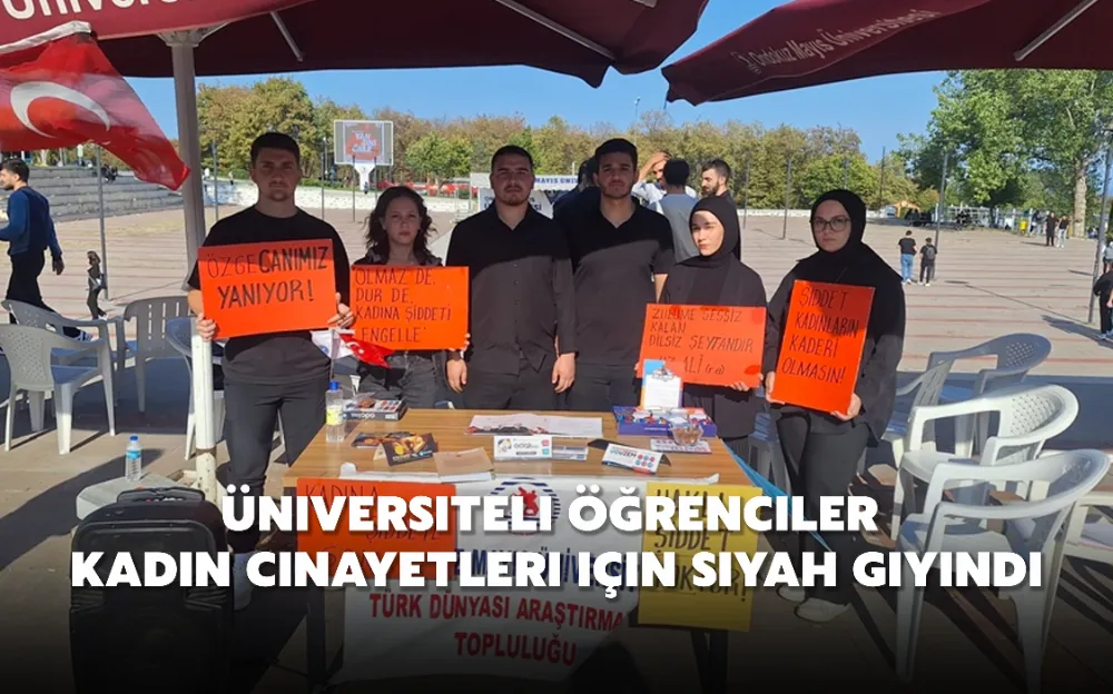 Üniversiteli öğrenciler kadın cinayetleri için siyah giyindi