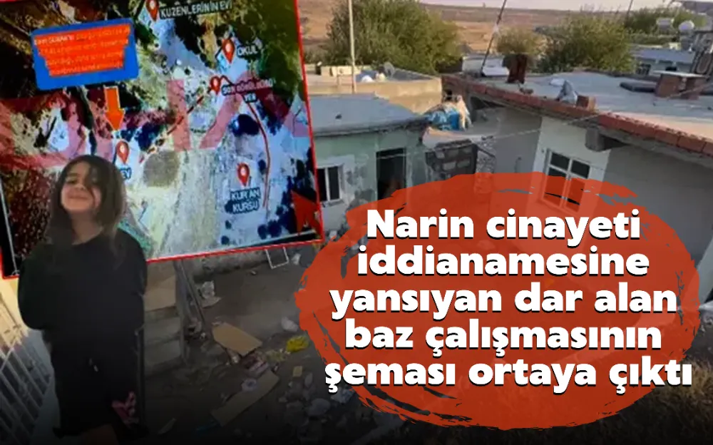 Narin cinayeti iddianamesine yansıyan dar alan baz çalışmasının şeması ortaya çıktı